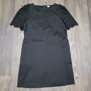 Chico's Black Mini Dress with Eyelet Sleeves Size L Zip Pockets NEW